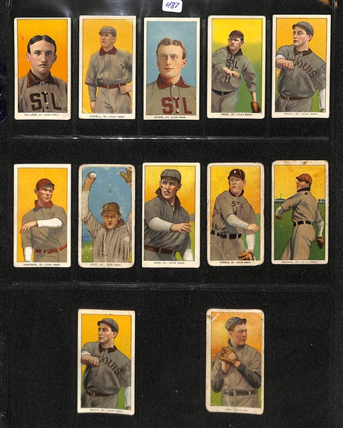 Lot Of 11 T206 St. Louis Browns Cards w. Wallace & Addie Joss (Cleveland)